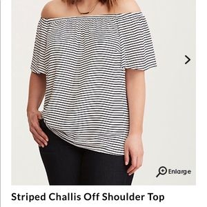 Torrid 2X Blue & White Stripe Off the shoulder